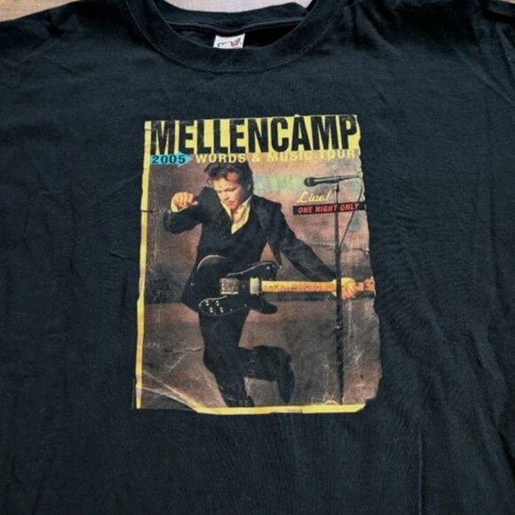 Mellencamp‎ Vintage 2005 Shirt XL Black Words & Music Tour Concert Band Tee - Picture 3 of 5